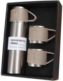 Termosz 500 ml 3 csészével HOT&COLD, bézs