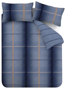 Sötétkék kétszemélyes-hosszabbított flanel ágyneműhuzat 230x220 cm Melrose Tweed Check – Catherine Lansfield