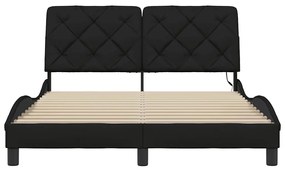 fekete szövet ágykeret LED-es matrac nélkül 140x200 cm