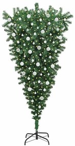 Függőlegesen álló műfenyő izzósorral és golyószettel 210 cm