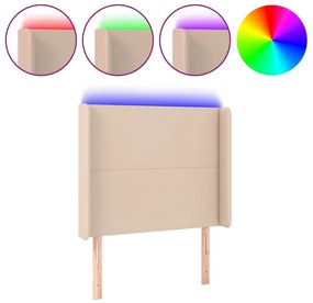 cappuccino műbőr LED-es fejtámla 93x16x118/128 cm