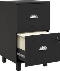 HOMCOM Zárható Irodai Dossziészek 2 Fiókkal, 40x41.5x67.5 cm, Fekete, Akasztós Mappákhoz A4 és Levélmérethez | Aosom