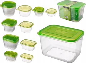 21 db-os műanyag ételtároló edénykészlet Zöld