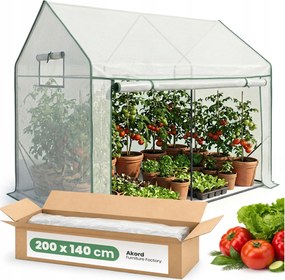 Üvegház kerti alagút fólia házikó 1D2OK fehér 200x140x200 Akd