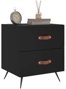 2 db fekete szerelt fa és vas éjjeliszekrény 40 x 35 x 47,5 cm