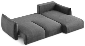 Sötétszürke kinyitható sarokkanapé (jobb oldali-heverő résszel) Leila – Makamii