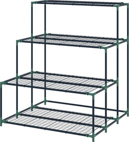 Outsunny 4 szintes növénytartó, 110 cm magas virágtartó 24 csipesszel, acél több szintes állvány kertre és erkélyre, sötétzöld | Aosom