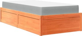 vidaXL viaszbarna tömör fenyőfa ágy matraccal 90 x 200 cm