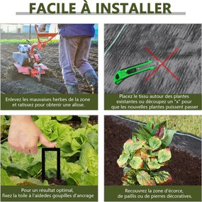 Outsunny Mulch Szövetek - Gyomirtó Szövet - Szakadásálló, Vízáteresztő, UV-álló Mulch Szövet 130 g/m² - méret: 92L x 1W m - Fekete Zöld PP | Aosom