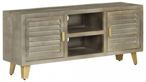 szürke tömör mangófa TV-szekrény sárgarézzel 110x30x48 cm