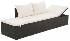 fekete polyrattan kerti ágy 195 x 60 cm