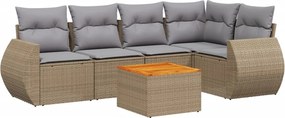 vidaXL 6 részes bézs polyrattan kerti ülőgarnitúra párnával