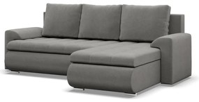 Tokio sarokkanapé, 2 ágyneműtartóval, bársony, jobboldali, világosszürke