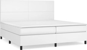 vidaXL fehér műbőr rugós ágy matraccal 200 x 200 cm