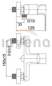 Invena Nyks, falra szerelhető kádcsaptelep zuhanygarnitúra nélkül, fényes króm, INV-BW-28-001-S