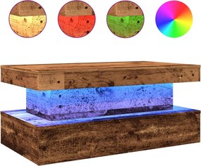 vidaXL antik fa színű dohányzóasztal LED-lámpákkal 90x50x40 cm