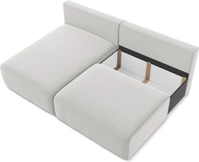 Világosszürke bársony kinyitható-tárolóhelyes sarokkanapé (bal oldali-heverő résszel) Kalena – Makamii