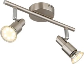 Globo 57385-2 Fali lámpa, LED reflektor, fém nikkel matt, fém krómozott, HxSzxM: 270x80x110mm, 2x GU10 LED 3W 230V izzókkal, 250lm forrás, 250lm kimenet, 3000K