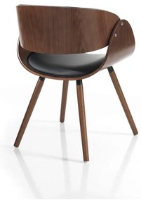 Fekete-sötétbarna kárpitozott karfás étkezőfotel Visby Evo – Tomasucci