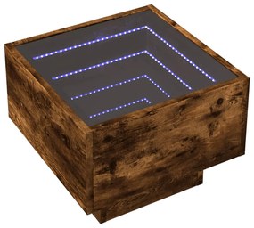 Füstös tölgy végtelen hatású LED-es éjjeliszekrény 40x40x30 cm