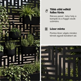Fém kerti pergola virágládával 3in1, fekete, 900x1800x300 mm: ROSE