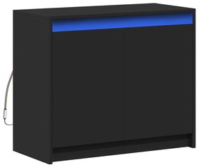 fekete szerelt fa tálalószekrény LED-del 72 x 34 x 61 cm