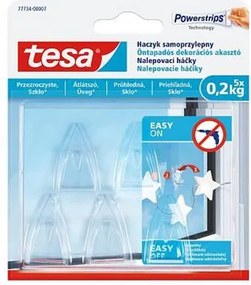 Műanyag akasztó, ragasztócsíkkal, kis méret, TESA Powerstrips®, átlátszó (TE77734)