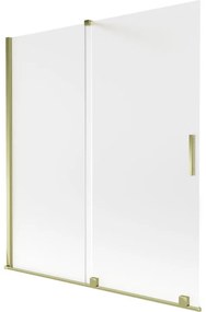 Mexen Velar, 2 szárnyas eltolható kádparaván 150 x 150 cm, 8 mm-es mattüveg, arany fényes, 896-150-000-31-50