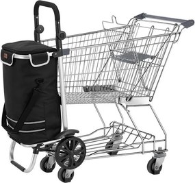 3 az 1-ben bevásárlókocsi 56 L fekete összecsukható hűtőz