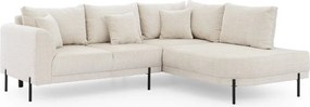 Bézs zsenília sarokkanapé (jobb oldali-L alakú) Mauris – Ropez