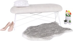 Dizájnos lóca, bézs szövet/fehér fém, RIVOLA