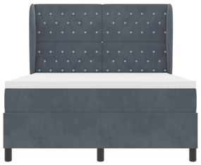 Boxspring Ágy Matrac Káprázatos Szürke 140x190 cm Velúr