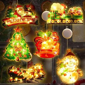 LED-es karácsonyi ablaklámpa tapadókorongokkal 6db-os szett