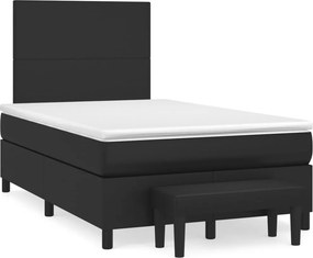 vidaXL fekete műbőr rugós ágy matraccal 120 x 200 cm