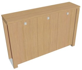 Verno+ S közepes szekrény 200 x 46 x 130 cm, világos tölgy / piros