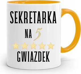 Sárga Bögre Ajándék Titkárnőnek Ötös Nyomtatott Fényképpel