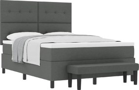 vidaXL Boxrugós ágy matracmal Sötétszürke 140 x 190 cm szövet