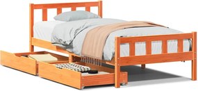 vidaXL viaszbarna tömör fenyőfa ágy matrac nélkül 75 x 190 cm