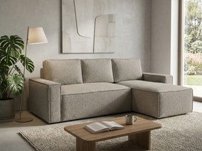 SMART BOUCLE L alakú kihúzható, megfordítható sarokkanapé 232x143 cm, szürkésbézs