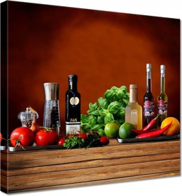 Vászonkép 70x70 Zöldségek Gyümölcsök Fűszerek