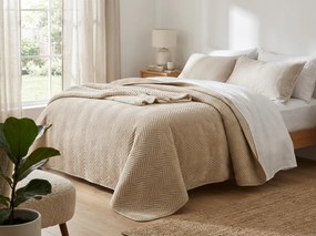 Bézs bársony ágytakaró ARROW VELVET Méret: 200 x 220 cm