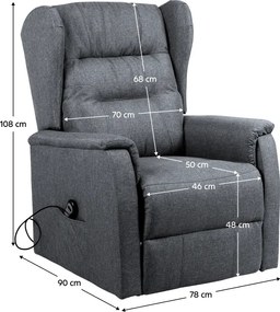 Állítható relaxációs fotel, világosszürke, DOURO