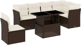 vidaXL 7 részes barna polyrattan kerti ülőgarnitúra párnákkal