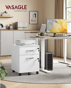 2 fiókos gurulós iratszekrény zárható irattároló, fehér