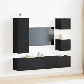 TV Szekrény Készlet 6 pcs Musta tammi 160 x 30 x 30.5 cm