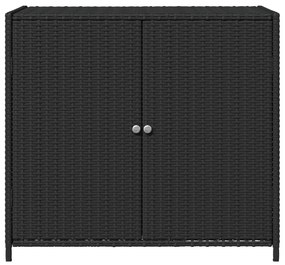 fekete polyrattan kerti tárolószekrény 83 x 45 x 76 cm