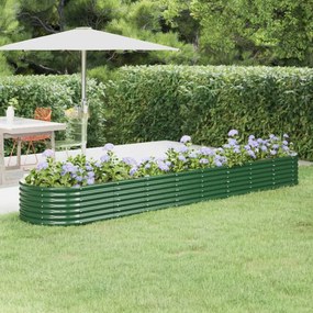 Zöld porszórt acél kerti ültetőláda 368x80x36 cm
