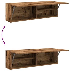 antik fa színű szerelt fa fali fürdőszobaszekrény 100x25x30 cm