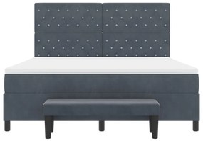 Franciaágy matraccal és paddal Sötétszürke 180x200 cm Bársony