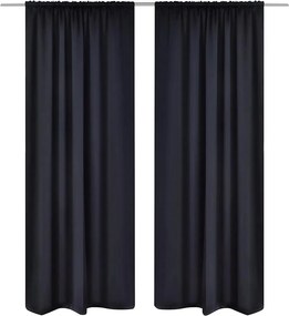 vidaXL 2 db fekete sötétítőfüggöny nyílással 135 x 245 cm